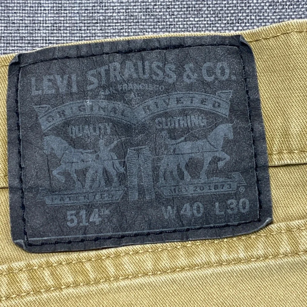 Levis 514 Straight Fit Khaki Tan Pants Mens 40x30 Cotton Stretch